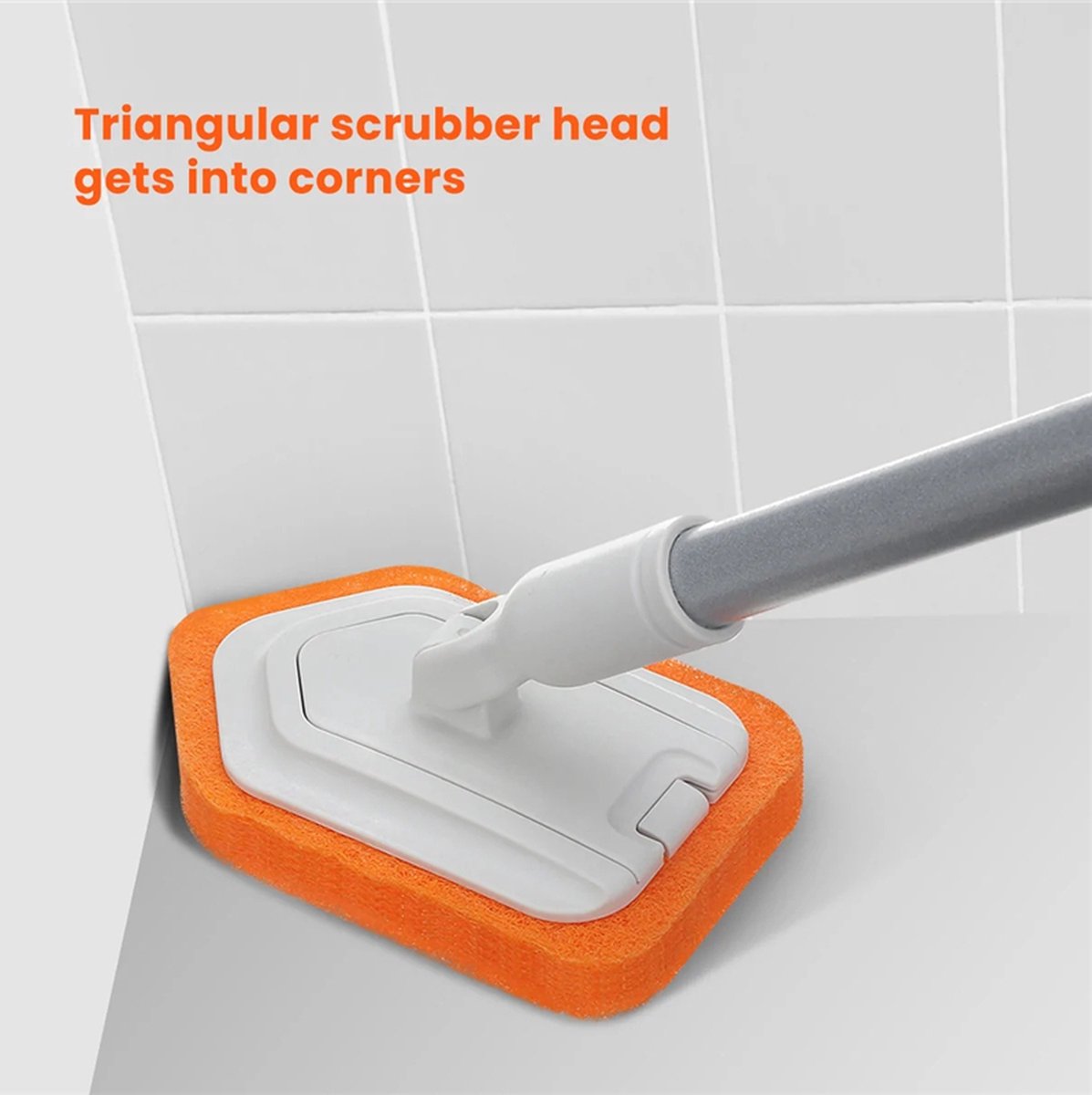 Merkloos Vloerschrobber - Bad Tegel Borstel Scrubber - Met 107cm Verstelbaar Lange - Voor Reiniging Badkamer Keuken Keramische Tegel - Oranje -Moederdag Cadeautje