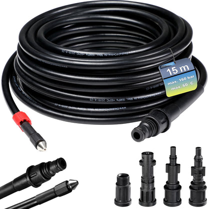  Deuba Rioolreiniging Set -15 M 160 Bar - Incl. 4 Adapters