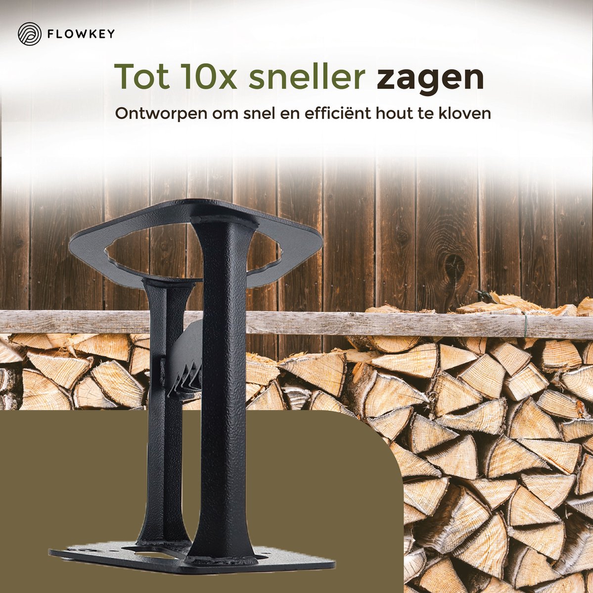  Flowkey® Houtklover XL - Houtsplijter Bijl - Houtkliever Kloofwig Gietijzer - Voor Hout &amp; Aanmaakhout - Inclusief Gratis Hamer