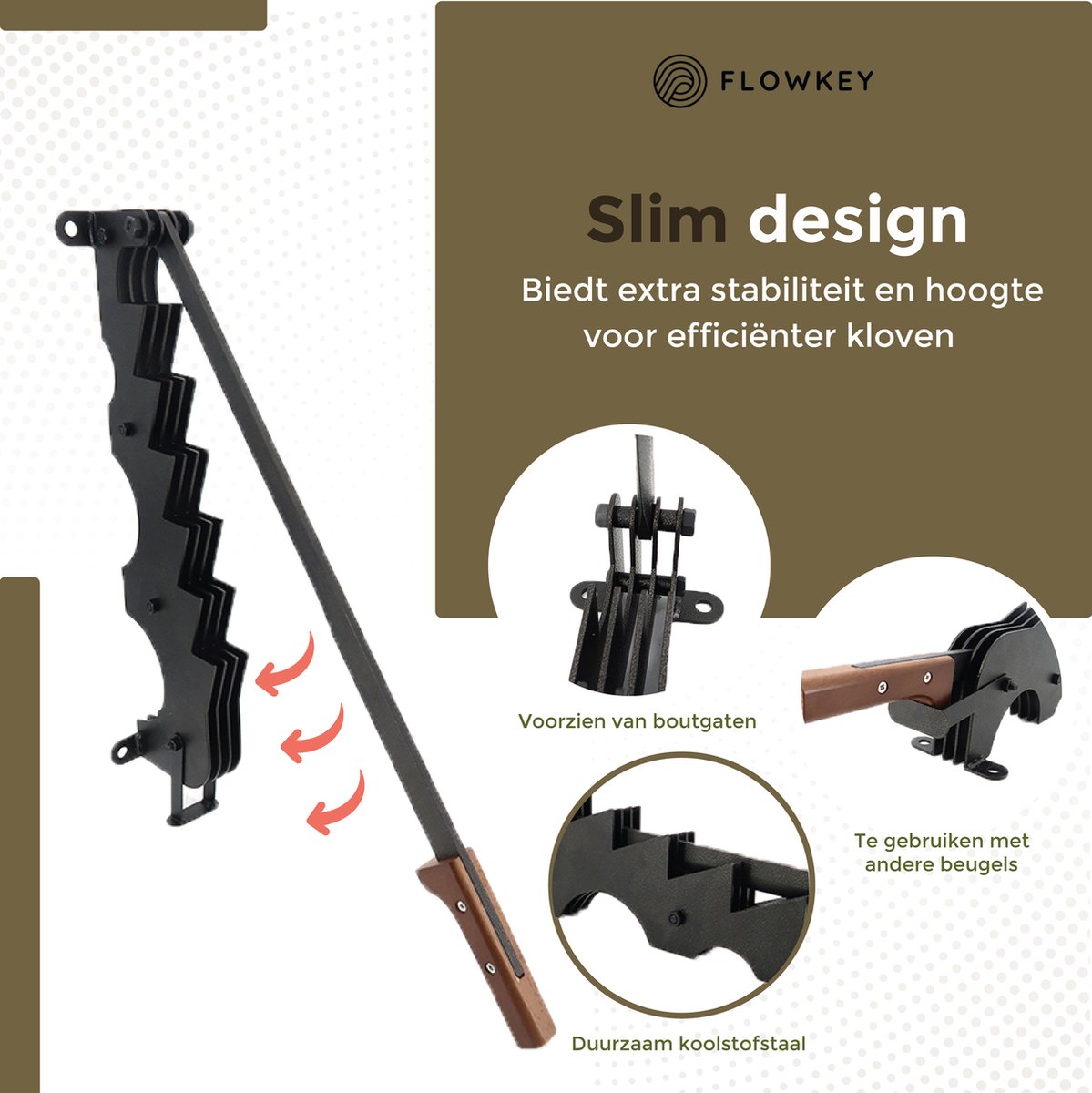  Flowkey® Houtklover XL - Houtsplijter Bijl - Houtkliever Kloofwig Gietijzer - Voor Hout &amp; Aanmaakhout - Inclusief Gratis Bevestigingsset