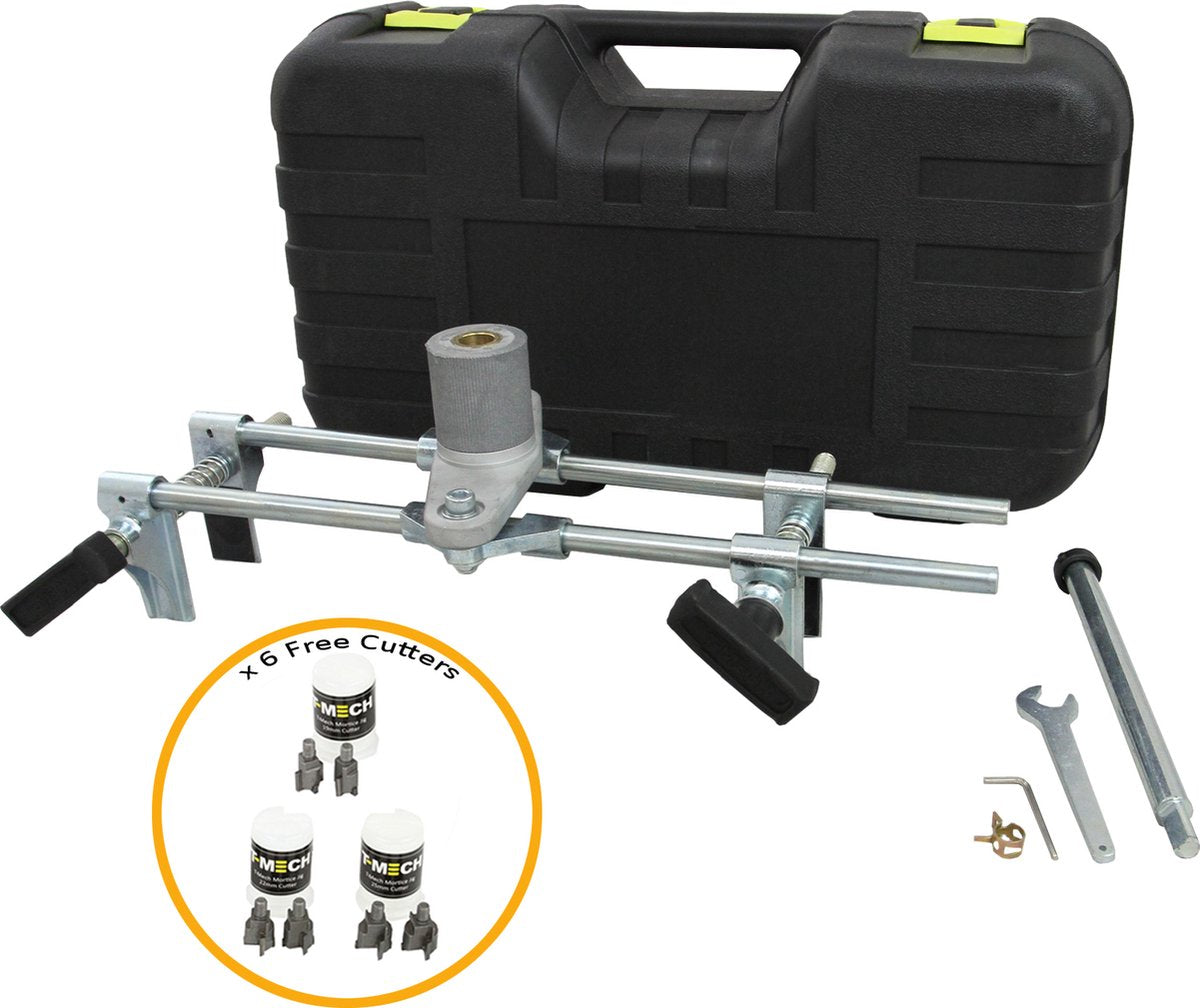  T-Mech Slotkast Frees – Freesmal Deurslot - Inclusief 6 Hardmetalen Frezen - 43 Cm H X 20 Cm B X 15 Cm D - Nauwkeurige Frees In 5 Minuten