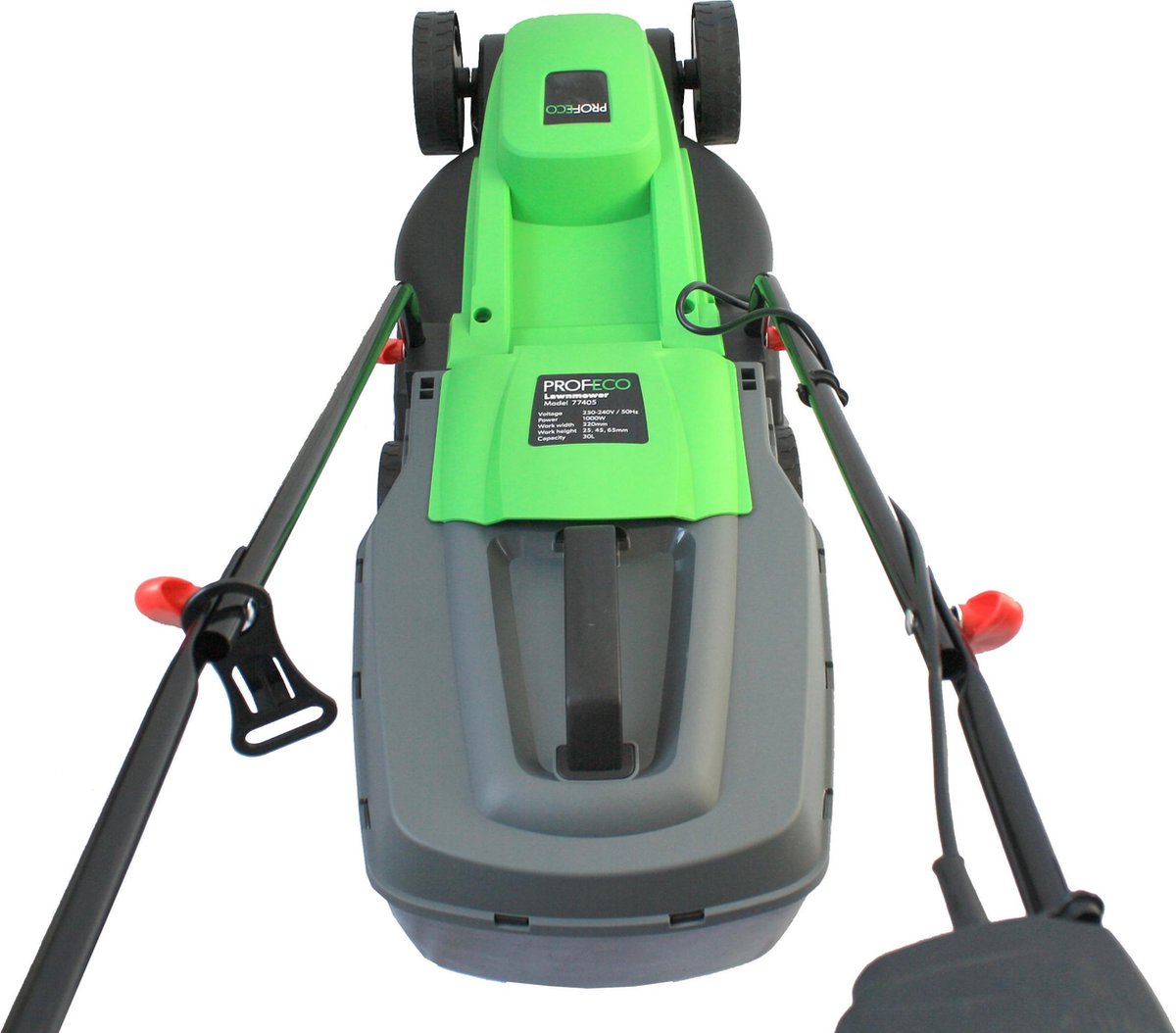  Profeco Elektrische Grasmaaier 1000W - Grasmaaimachine Met 320mm Maaibreedte En Instelbare Maaihoogte - Incl. 30 Liter Opvangbak