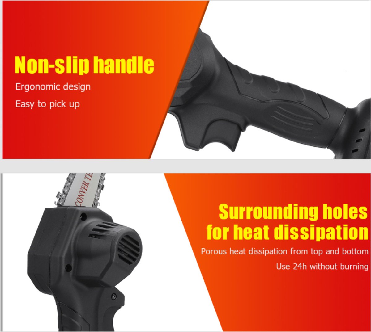  Violeworks® Accu Kettingzaag - Snoeizaag - Mini Kettingzaag - Handkettingzaag - Ook Voor Makita - Elektrische Kettingzaag - Elektrische Snoeischaar - Op Batterij - 2900 MAh - 1080W - 88V