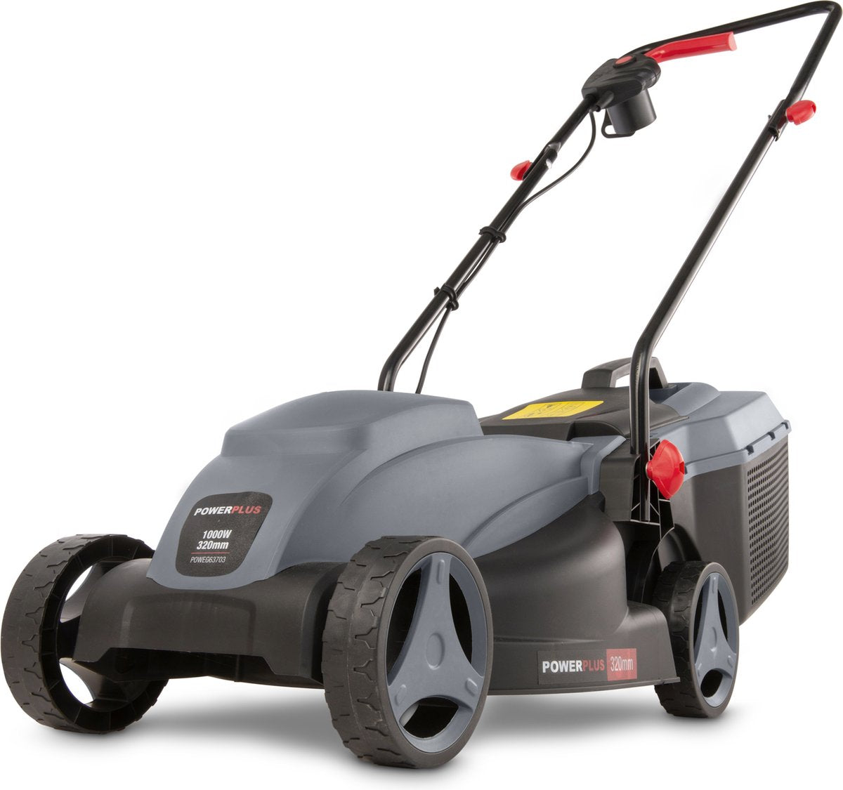  Powerplus POWEG63703 Elektrische Grasmaaier - Grasmachine Voor Kleine Tuin - 1000 W - 32cm Maaibreedte - 30L Opvangbak - Verstelbare Maaihoogte