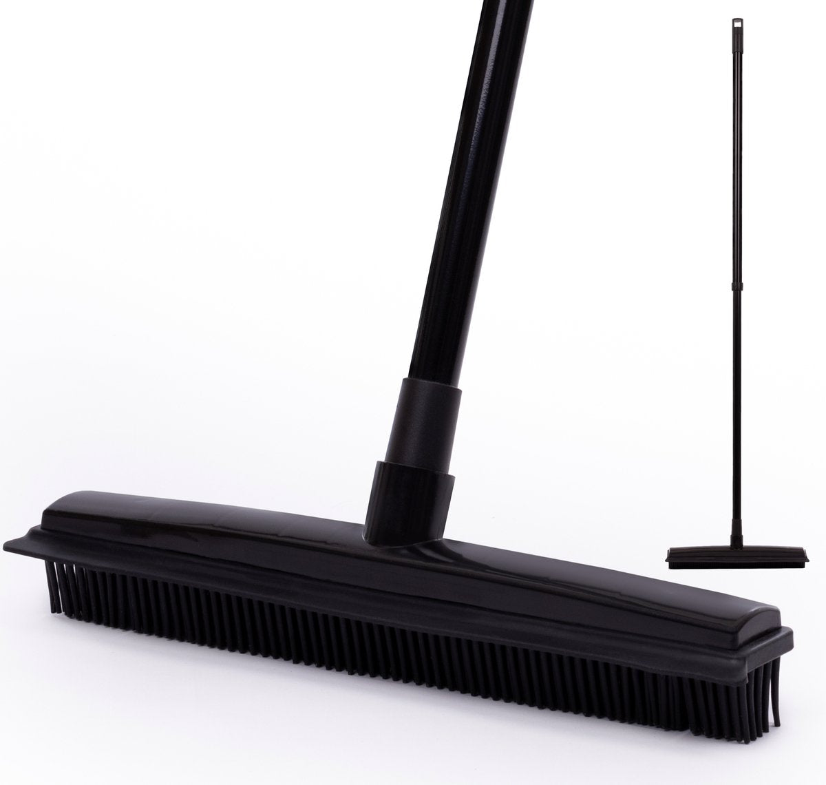  CLEANLY® Rubberen Bezem Met Vloerwisser – Kappersbezem – Zachte Bezem Binnen &amp; Buiten – Vloertrekker Met Steel – 68-120 Cm