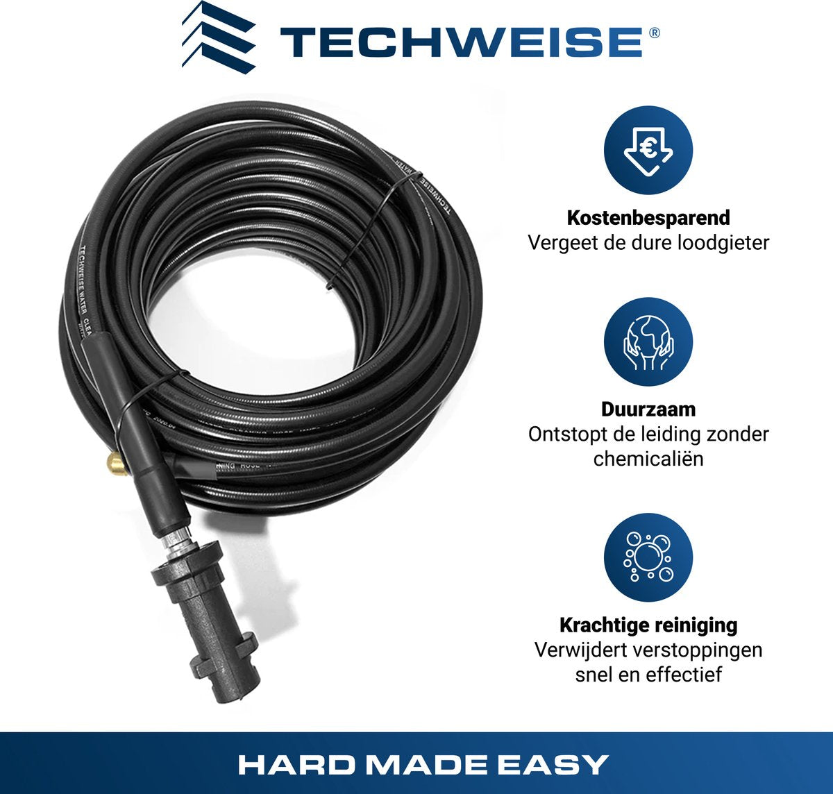 Techweise - Rioolslang Voor Kärcher K2 T/m K7 - 15M - Met 4 Achterwaartse Hogedruksproeiers