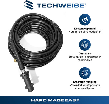  Techweise - Rioolslang Voor Kärcher K2 T/m K7 - 10M - Met Vier Achterwaartse Hogedruksproeiers