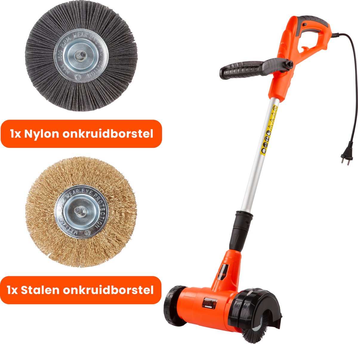  Kibani Elektrische Onkruidborstel 400W - Inclusief 2 Borstels - 11cm Diameter - Voegenreiniger - Stalen En Nylon Borstel - Voegenborstel - Onkruidverwijderaar - Onkruidverdelger - Voegborstel