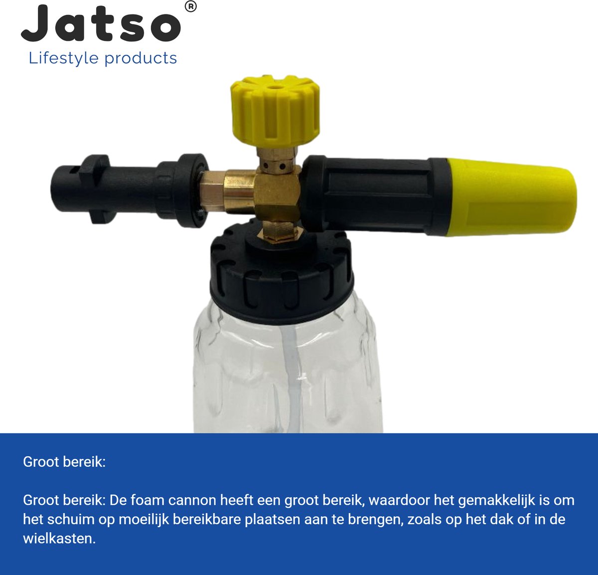  Jatso® Foam Cannon - Snow Foam - Foam Gun - Schuimlans - Foam Gun Auto - Foam Lance - Schuimsproeier - Snow Foam Cannon - Past Op Karcher K1 T/m K7 - Messing - Afneembaar Pistool