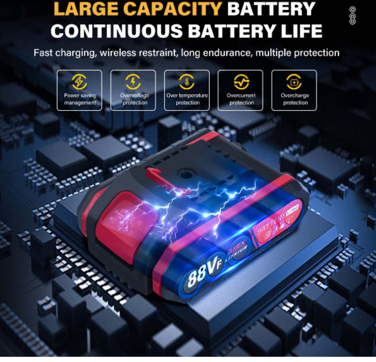  Violeworks® Accu Kettingzaag - Snoeizaag - Mini Kettingzaag - Handkettingzaag - Ook Voor Makita - Elektrische Kettingzaag - Elektrische Snoeischaar - Op Batterij - 2900 MAh - 1080W - 88V