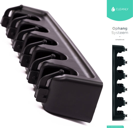  CLEANLY® Bezemhouder - Ophangsysteem Voor Tuingereedschap - Bezem Ophangsysteem - Gereedschapshouder Met Ophanghaken - ABS