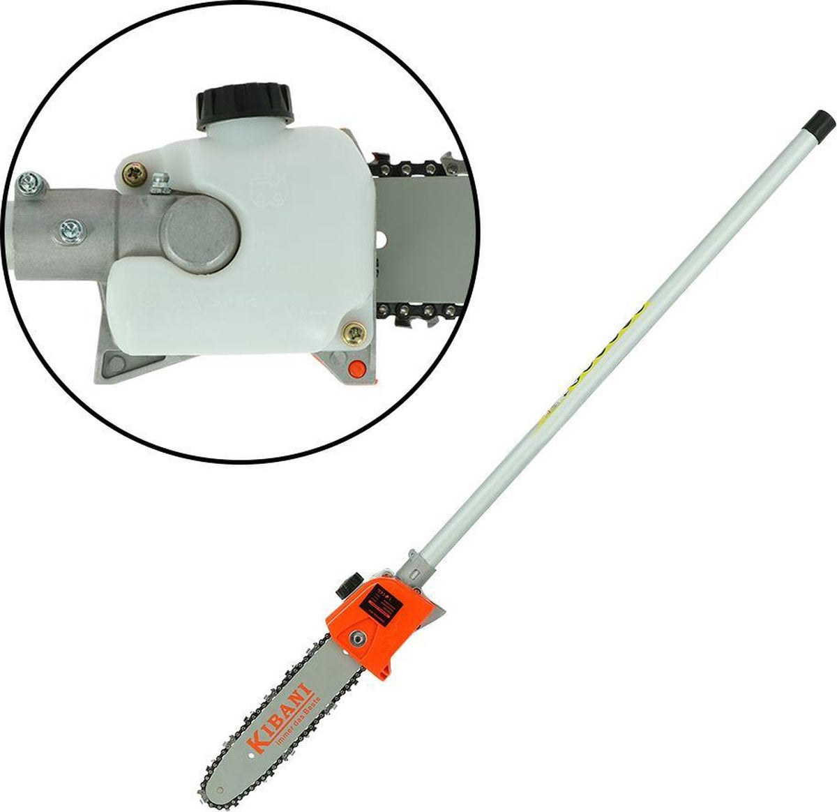  Kibani 6-in-1 Multitool - 52 Cc / 1.9 PK 2-takt Benzine Motor - Heggenschaar, Kettingzaag, Grastrimmer, Maaidraad 100M, Onkruidborstel, Zaagblad, Maaidraad 100 M &amp; Bosmaaier