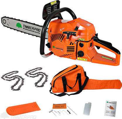  TIMBERPRO - Kettingzaag - 62 Cc - Benzine - Zwaardlengte 50 Cm - Met Transportzak - Met 2e Ketting