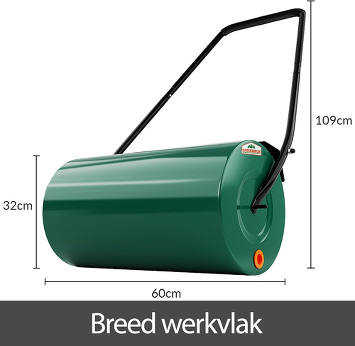  Gardebruk Tuinwals 60cm - 50L Vulvolume Staaltrommel - Groen