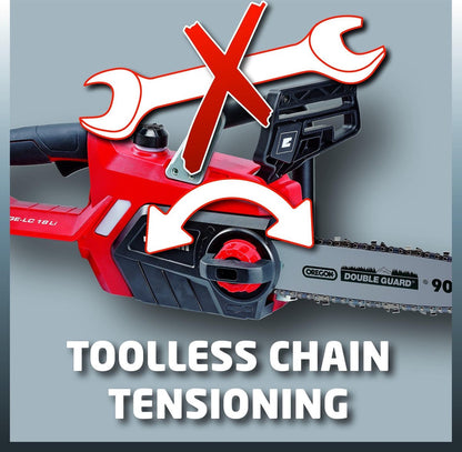  Einhell Accu Kettingzaag GE-LC 18 Li-Solo Power X-Change (Li-Ion, 18 V, 25 Cm Zwaardlengte, 23 Cm Snijlengte, Terugslagbescherming, Kettingvangbout, Zonder Accu En Lader)