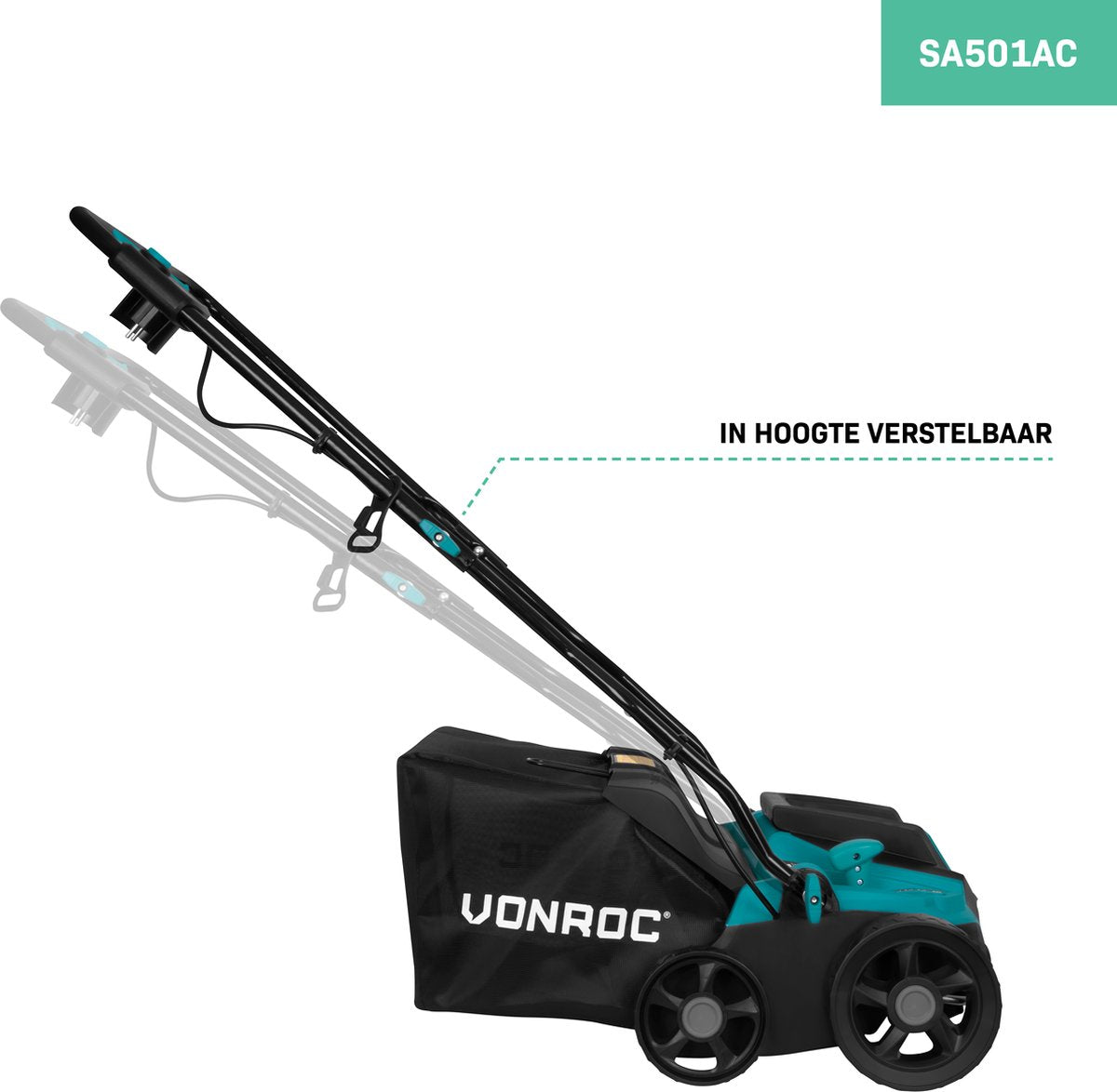  VONROC Elektrische Verticuteermachine - Gazonbeluchter – 1300W – Maaibreedte 320 Mm – 4 Dieptestanden (12/9/6/3 Mm) – Incl. 35L. Opvangbak