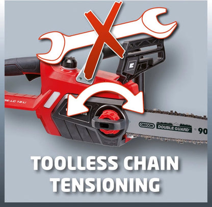  Einhell Accu Kettingzaag GE-LC 18 Li-Solo Power X-Change (Li-Ion, 18 V, 25 Cm Zwaardlengte, 23 Cm Snijlengte, Terugslagbescherming, Kettingvangbout, Zonder Accu En Lader)