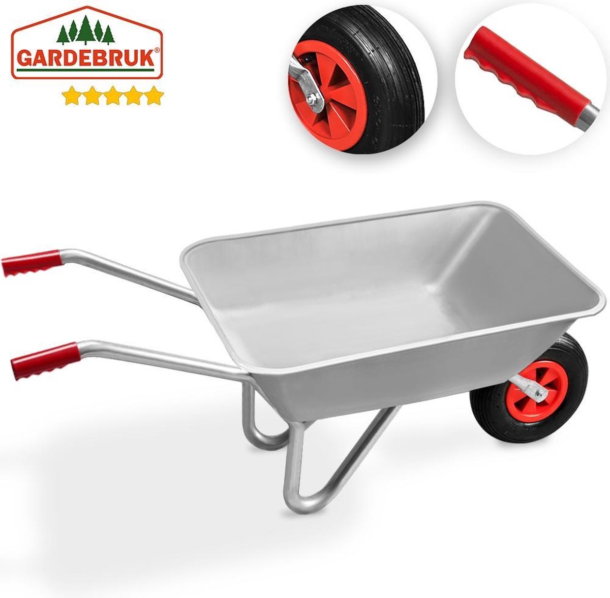  Gardebruk Kruiwagen 80 Liter – Belastbaarheid 100 Kg - Zilver
