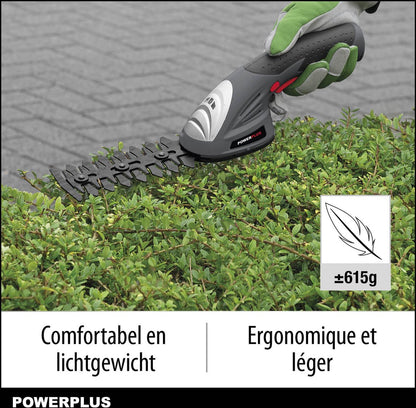  Powerplus POWEG4500 Gras-/Heggenschaar Accu - 7.2V - Snoeien En Knippen - Zwaardlengte 83/120mm - Mesafstand 8mm - Incl. 1,5Ah Accu En Lader - Haagschaar Voor Tuinonderhoud