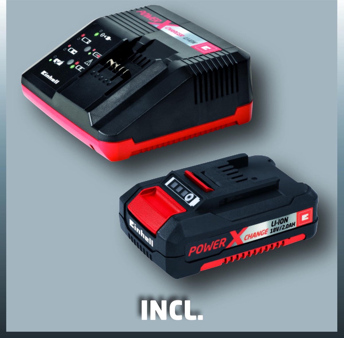  Einhell Accu Bladblazer GE-CL 18 Li E Kit (1x2,0Ah) Power X-Change (Li-Ion - 18 V - 12000 Min-1 - 210 Km/h Blaasluchtstroom - Incl. 2,0 Ah Accu En Lader)