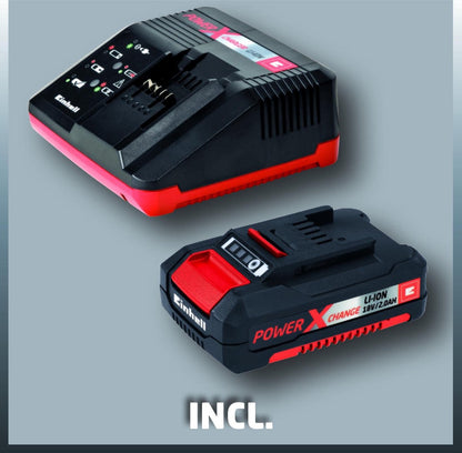  Einhell Accu Bladblazer GE-CL 18 Li E Kit (1x2,0Ah) Power X-Change (Li-Ion - 18 V - 12000 Min-1 - 210 Km/h Blaasluchtstroom - Incl. 2,0 Ah Accu En Lader)