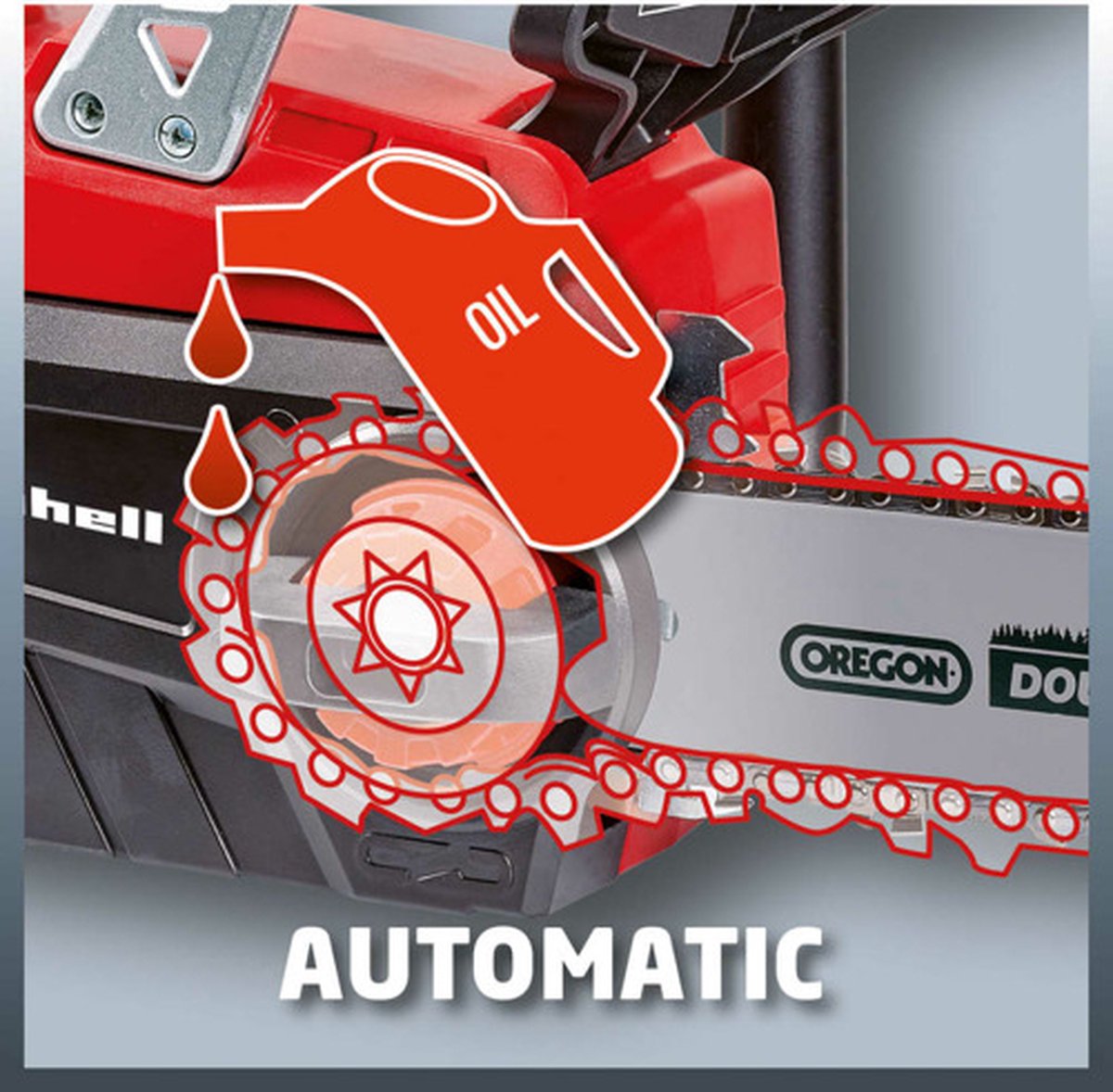 Einhell Accu Kettingzaag GE-LC 18 Li Kit (1x3,0Ah) Power X-Change (Li-Ion - 18 V - 25 Cm Zwaardlengte - 23 Cm Snijlengte - Terugslagbescherming - Kettingvangbout - Incl. 3,0 Ah Accu En Lader)