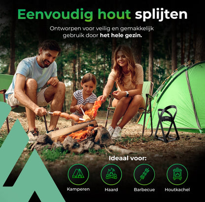  Lighted Lifestyle™| Houtklover Voor Aanmaakhout Incl. Kloofhamer - Houtsplijter - Houtkliever - Snel Haardhout - Gietijzer - Incl. Schroeven