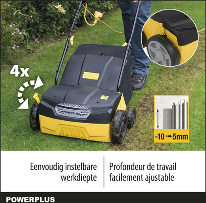  Powerplus POWXG7513 Elektrische Verticuteermachine - Mos Verwijderaar - 1400W - 320mm Maaibreedte - 45L Opvangbak - Incl. Gazonbeluchter/grasbeluchter