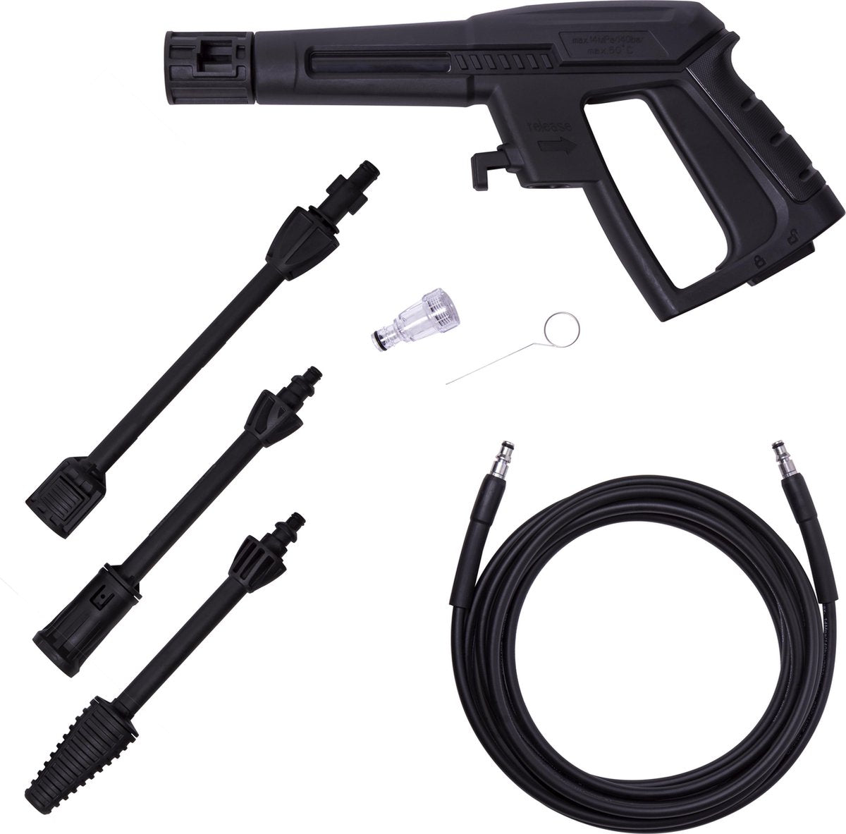  VONROC Hogedrukreiniger V14-1 - 1400W – 110 Bar – 390 L/h – Incl. 5m Slang, Spuitstukken En Accessoires