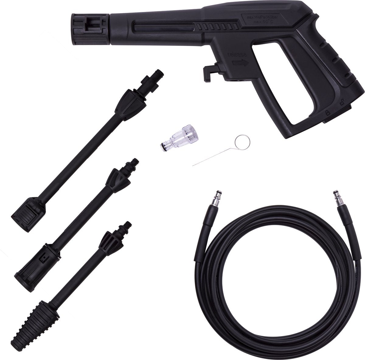  VONROC Hogedrukreiniger V14C-1 - 1400W – 110 Bar – 390 L/h – Compact - Incl. 5m Slang, Spuitstukken En Accessoires