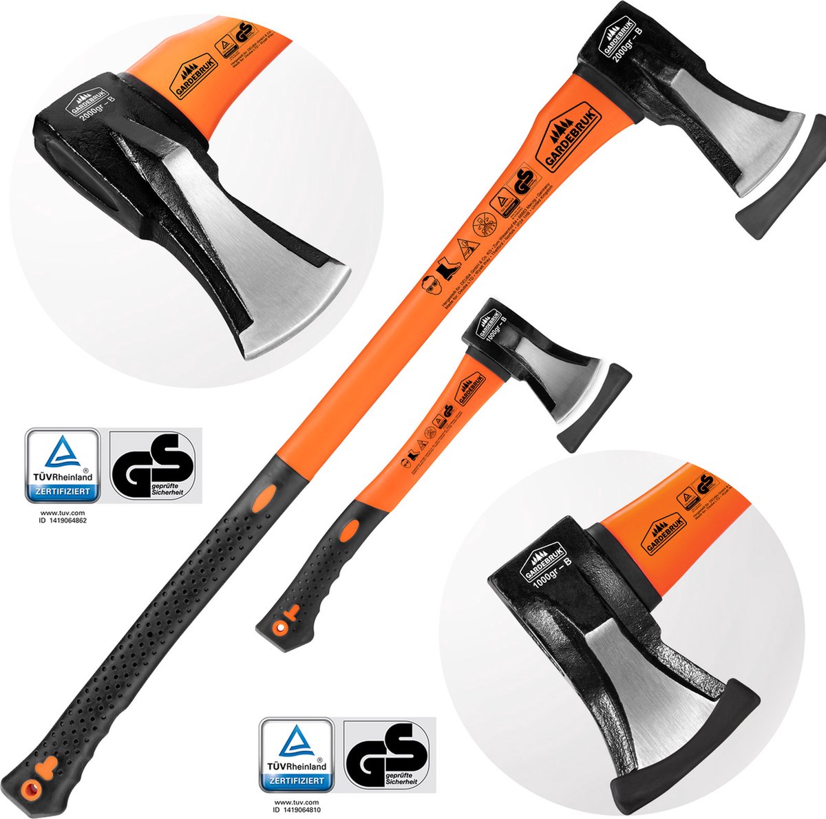 Merkloos Kliefhamer 3kg En Hakbijl 37cm Met Fiber Steel - Set Van 2 Stuks