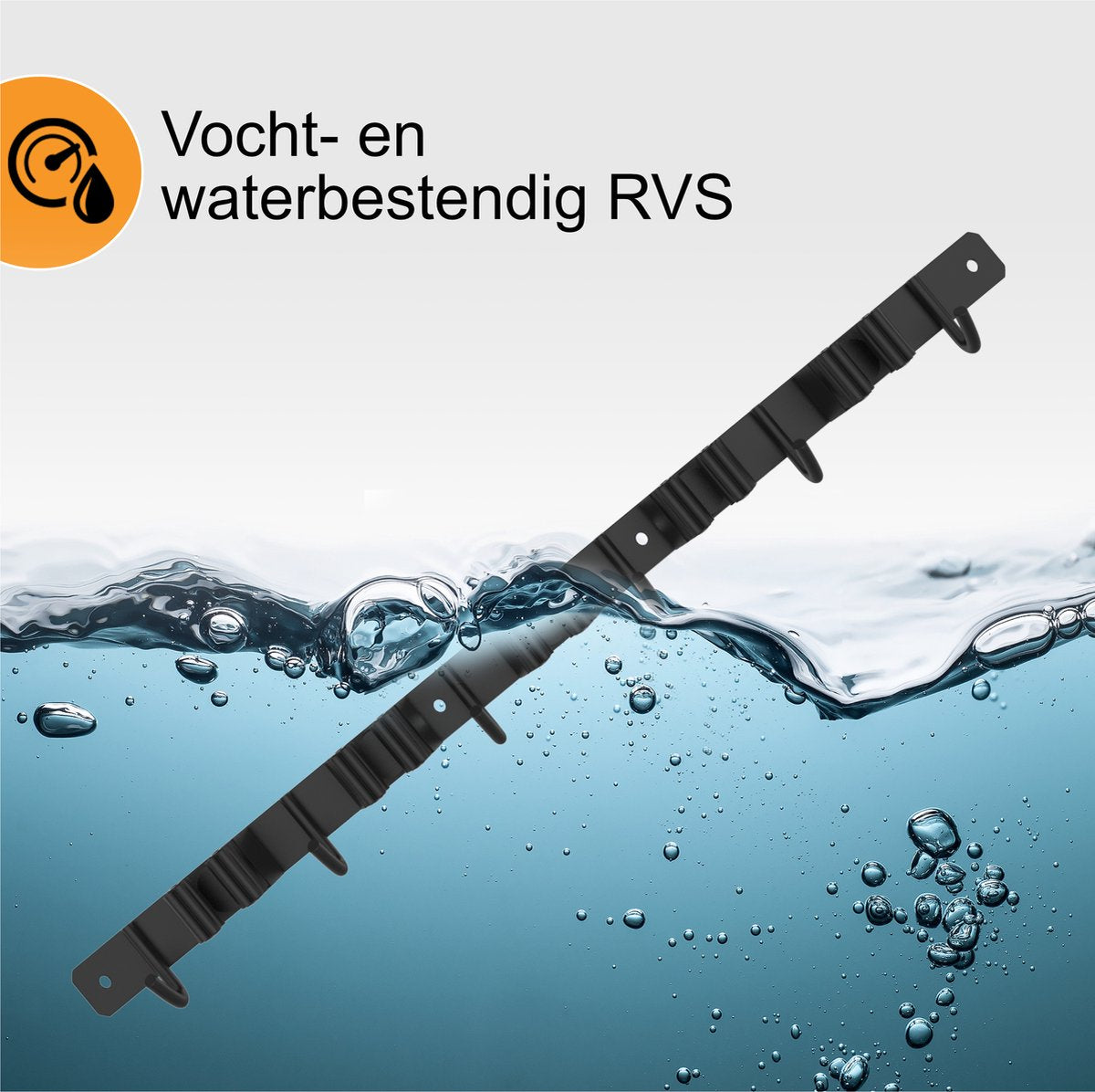  Volcan Bezemhouder - Bezem Ophangsysteem Tuingereedschap - Gereedschapshouder - Zelfklevend - 3M Tape - 5 Houders 6 Haken - RVS Zwart