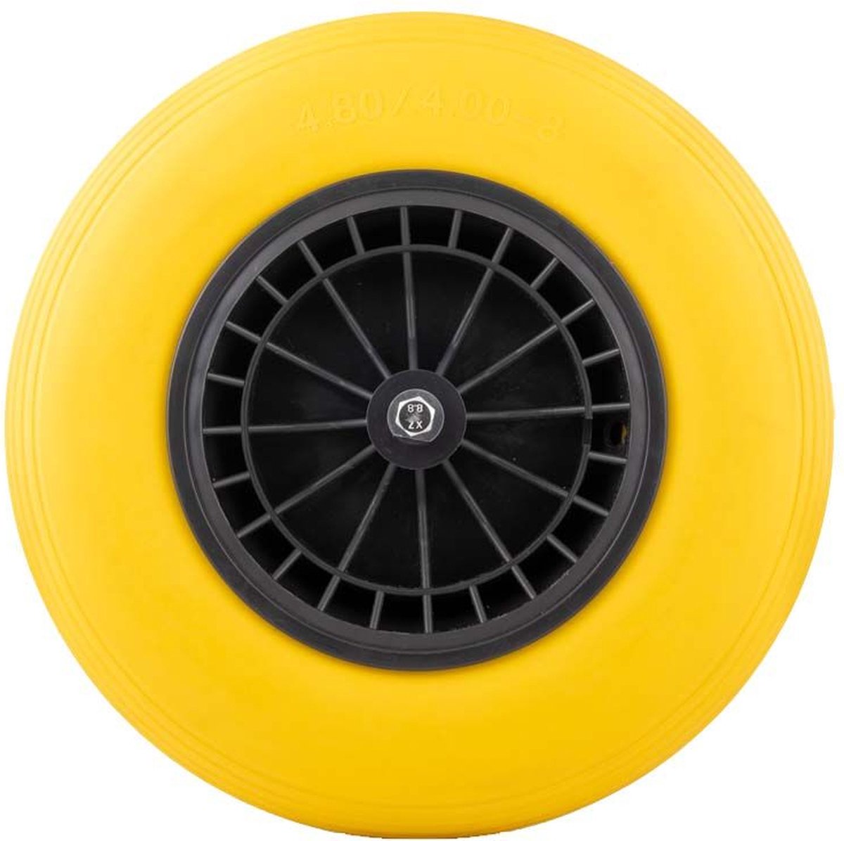 Merkloos Kruiwagenwiel Anti Lek - 4.80/4.00-8 - Massief PU Band - Lekvrij Wiel Met 130mm As - Kruiwagenband 4.80/400 Voor Kruiwagen