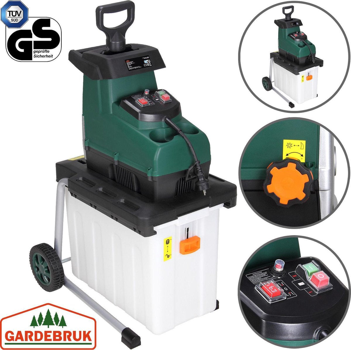  Gardebruk Hakselaar Elektrisch 2800W - 45mm Takdikte - Opvangbak 60 L