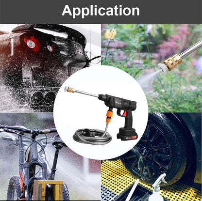 Merkloos Elektrische Accu-Hogedrukreiniger - 1.2mpa - Multifunctioneel Mondstuk - Draagbaar Oplaadbaar Snoerloos - Reinigingsspuitpistool - Met Rijke Accessoires - Voor Auto, Tuin, Terras, Raam - Zwart