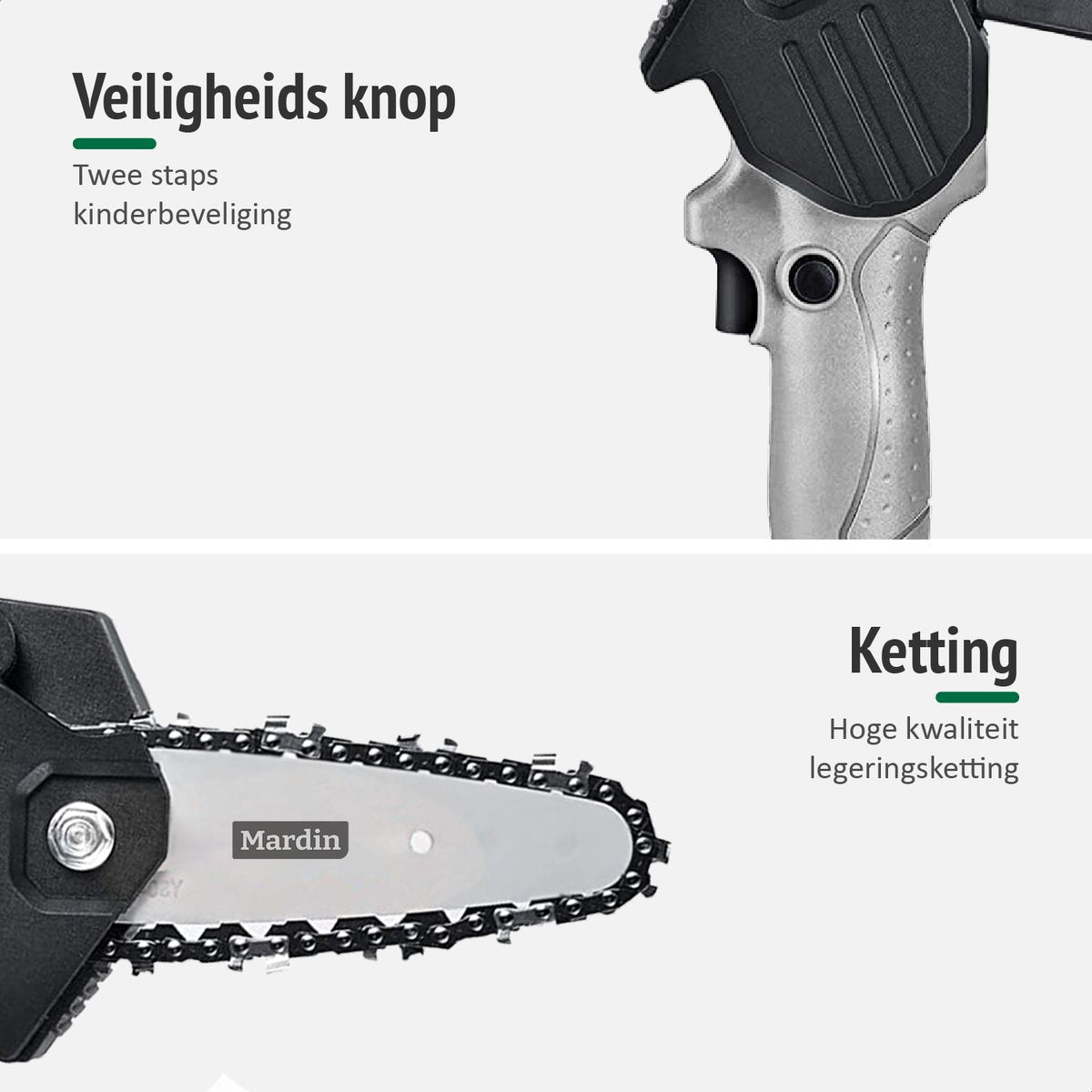  Mardin Mini Kettingzaag - Snoeizaag - Kettingzaag - Kettingzaag Electrisch Met 2 Accu - Inclusief Koffer - 1 Extra Accu - Grijs