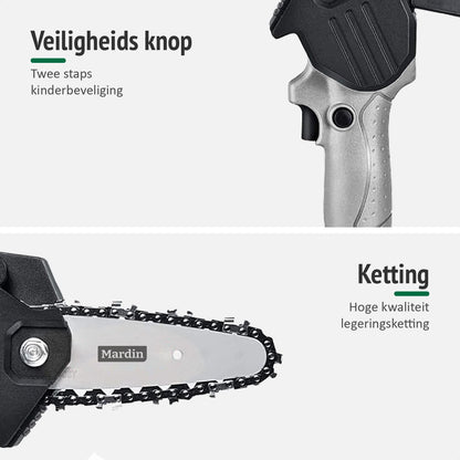  Mardin Mini Kettingzaag - Snoeizaag - Kettingzaag - Kettingzaag Electrisch Met 2 Accu - Inclusief Koffer - 1 Extra Accu - Grijs