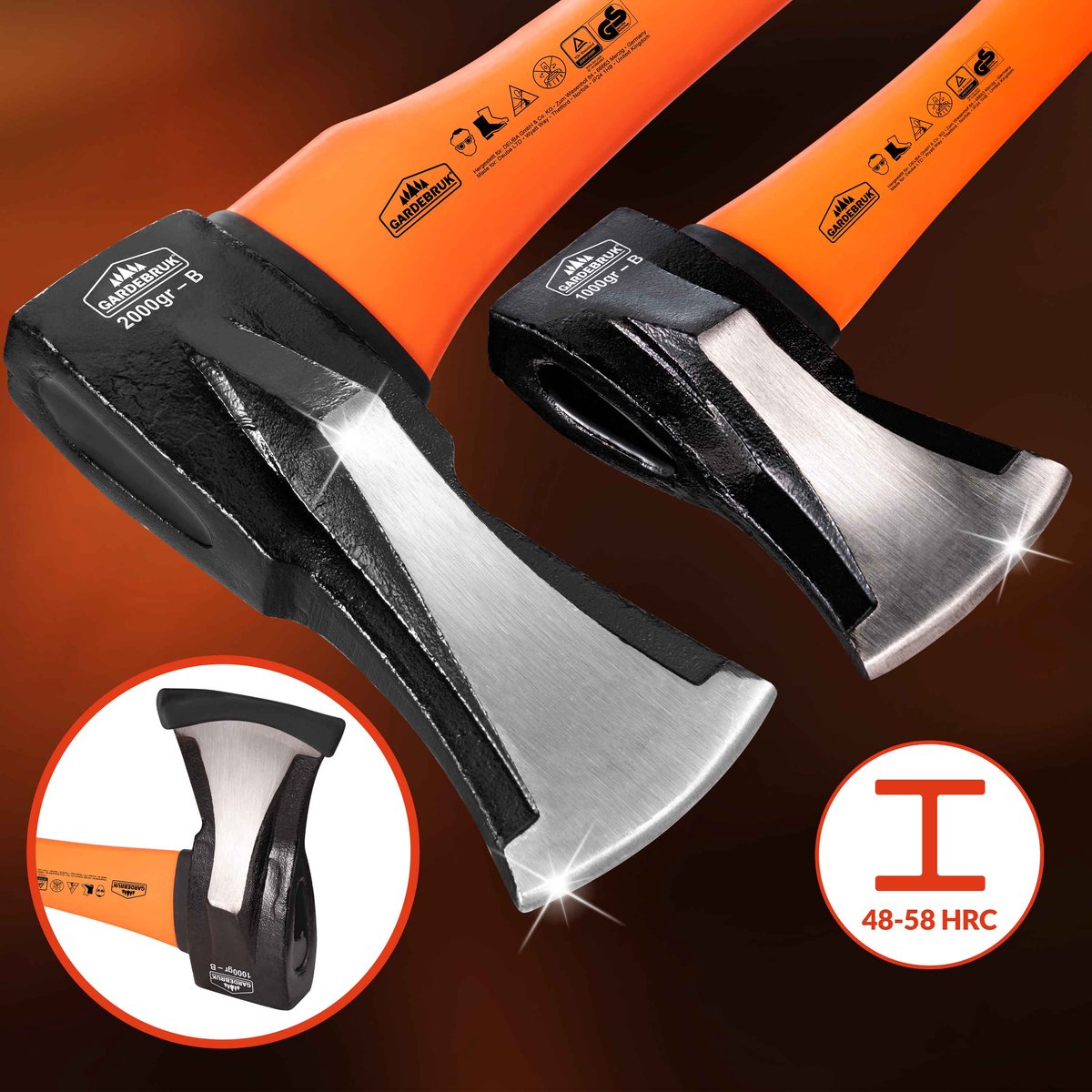 Merkloos Kliefhamer 3kg En Hakbijl 37cm Met Fiber Steel - Set Van 2 Stuks