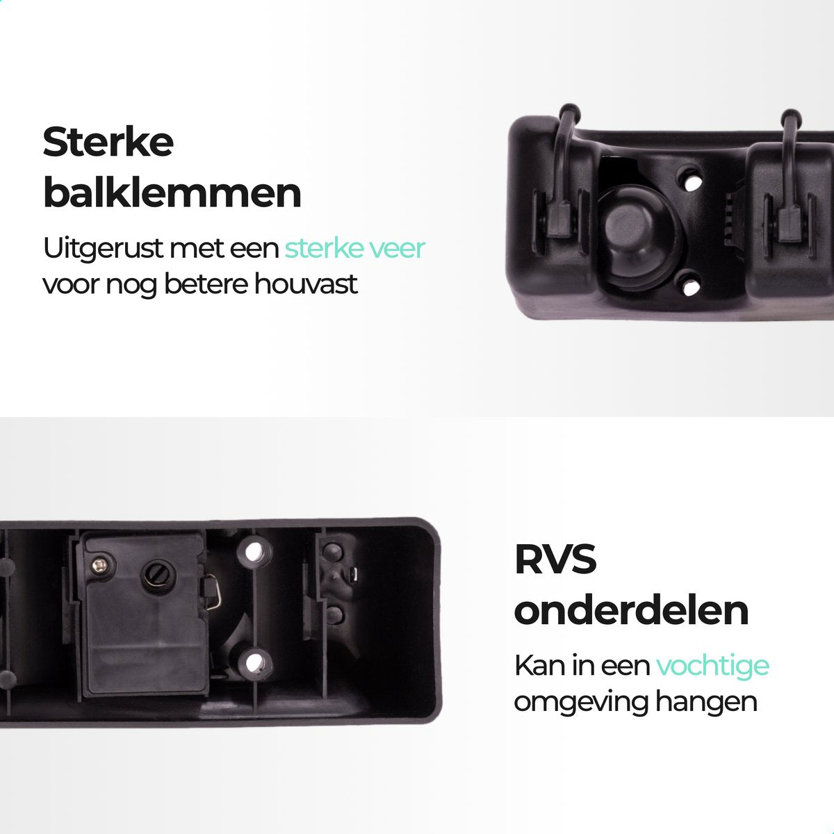  CLEANLY® Bezemhouder - Ophangsysteem Voor Tuingereedschap - Bezem Ophangsysteem - Gereedschapshouder Met Ophanghaken - ABS