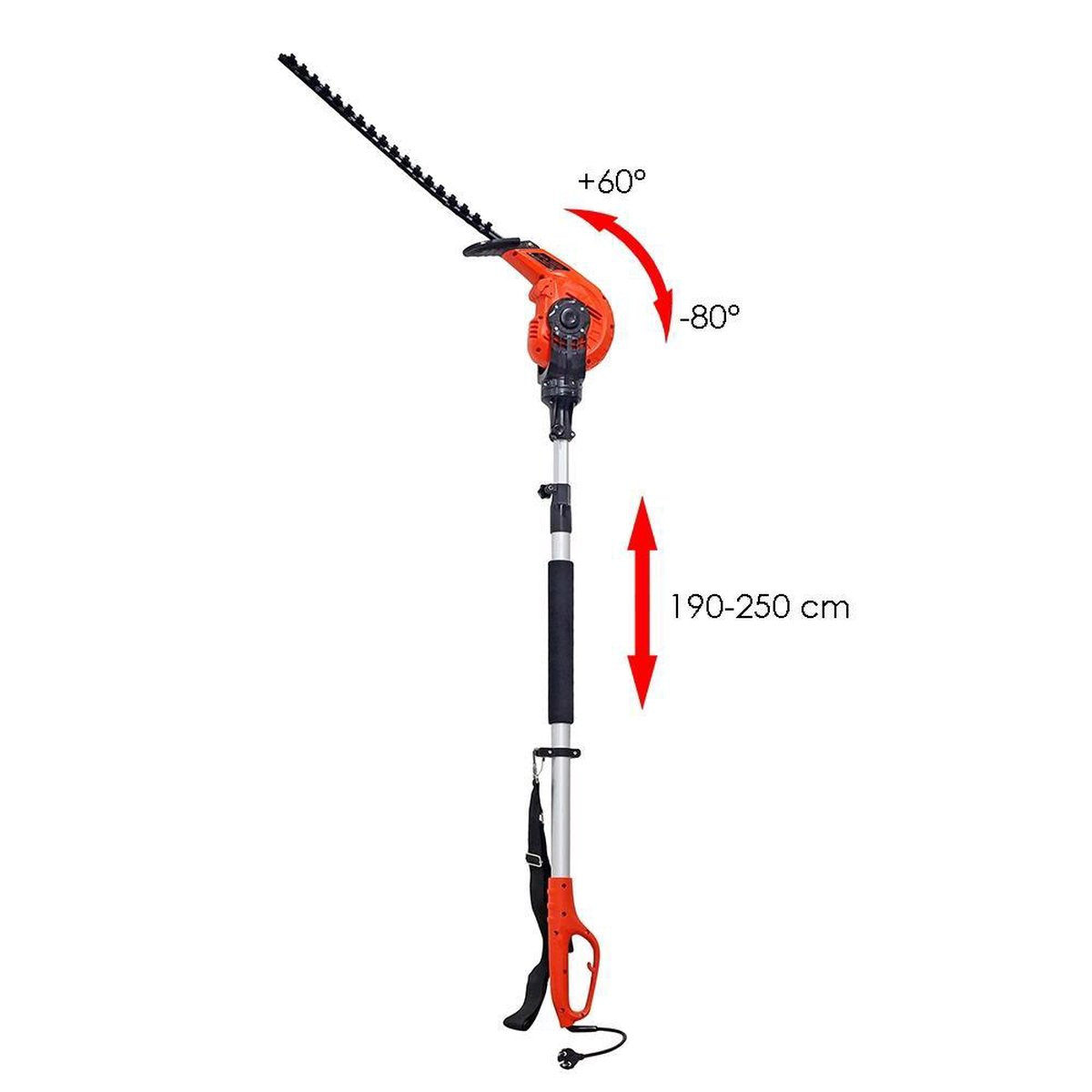  Kibani Elektrische Heggenschaar XXL – 450W – 49 Cm Zwaardlengte – Telescopisch Van 190 Tot 250 Cm