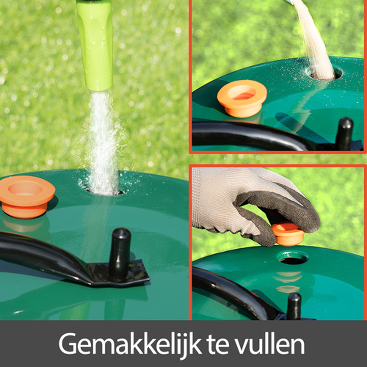  Gardebruk Tuinwals 60cm - 50L Vulvolume Staaltrommel - Groen