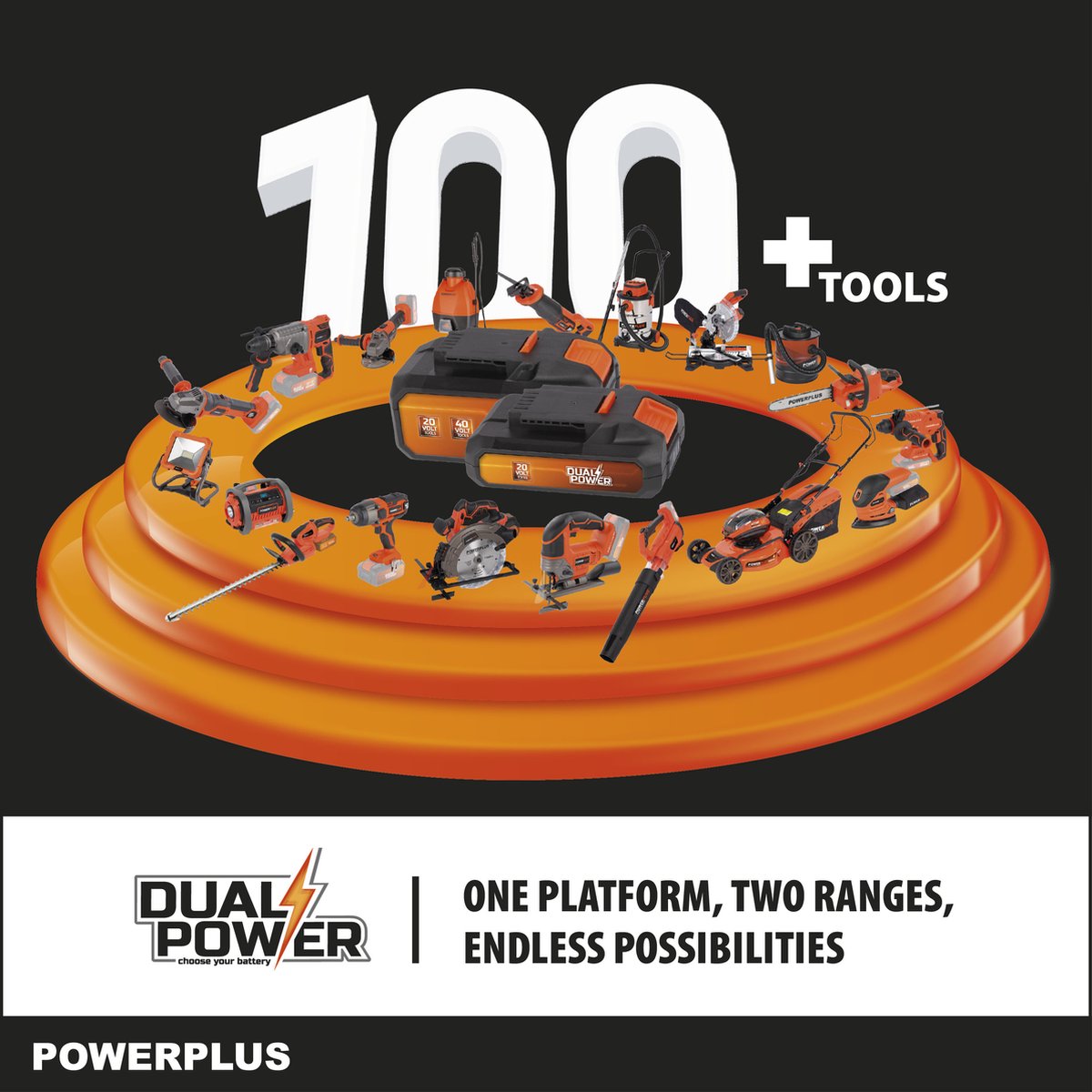  Powerplus Dual Power POWDPGSET33 Accu Kettingzaag - 40V - 30 Cm Zwaardlengte -2x20V Accu -1 X Lader