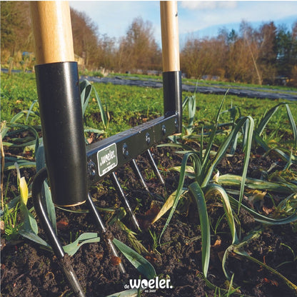  De Woeler - DW5 - Woelvork Grelinette - Spitvork/Tuinwoeler/Spade - Roestvrij - Ergonomisch - FSC Hout - 6 Jaar Garantie