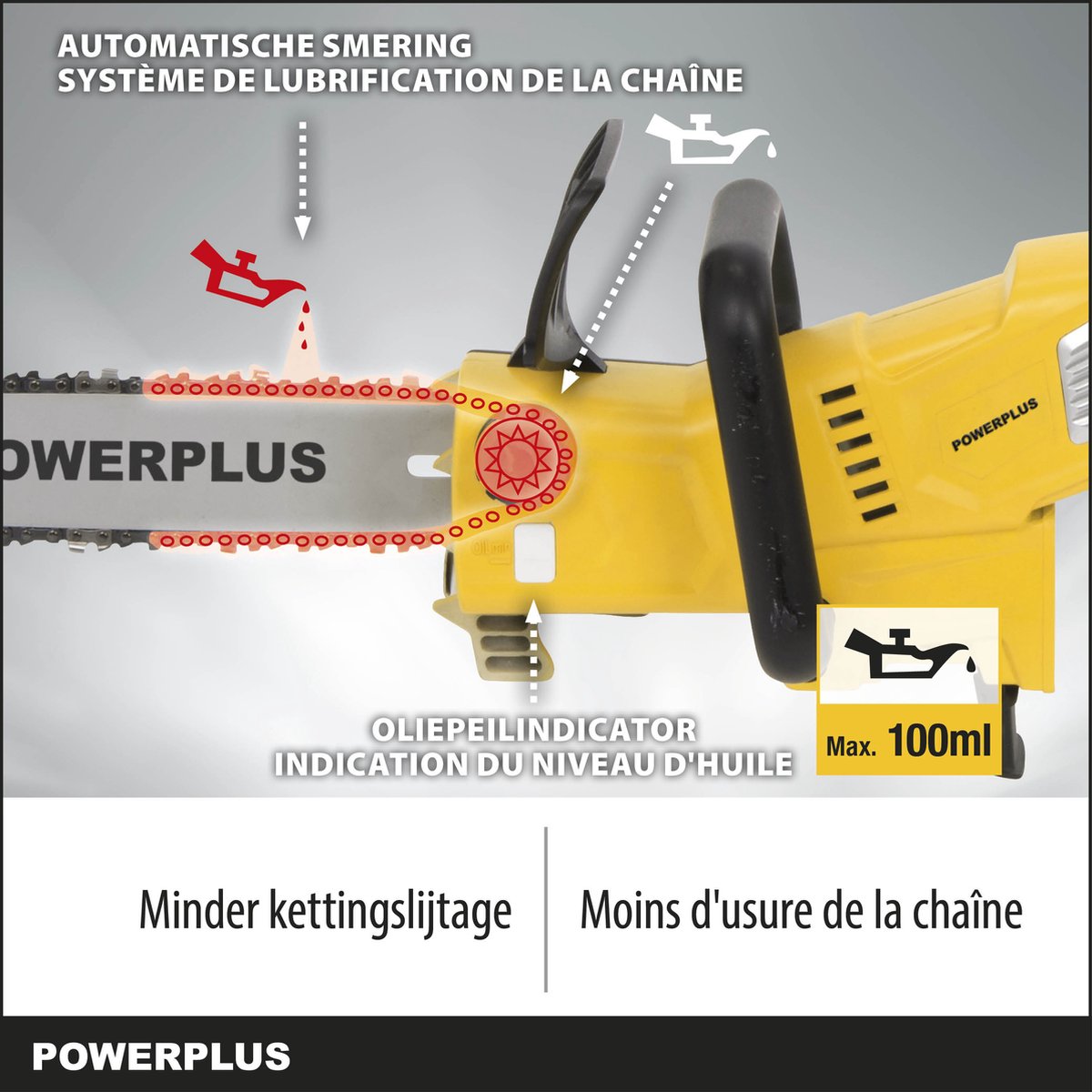  Powerplus POWXG1032 Elektrische Kettingzaag - 900W - Zwaardlengte 300mm - Automatische Kettingsmering - Incl. 1x Ketting En 1x Zwaard
