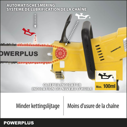  Powerplus POWXG1032 Elektrische Kettingzaag - 900W - Zwaardlengte 300mm - Automatische Kettingsmering - Incl. 1x Ketting En 1x Zwaard