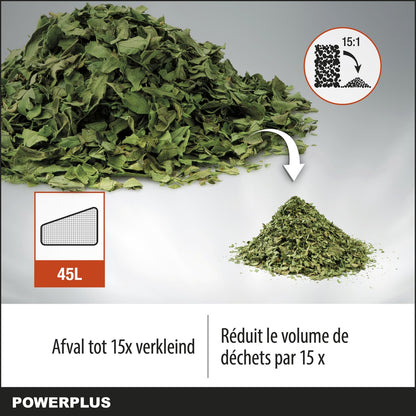  Powerplus Dual Power POWDPG75270 Bladblazer - Bladzuiger En -versnipperaar - Brushless - Blazen - Zuigen - Versnipperen - Excl. Accu En Lader - Incl. Opvangzak 45L