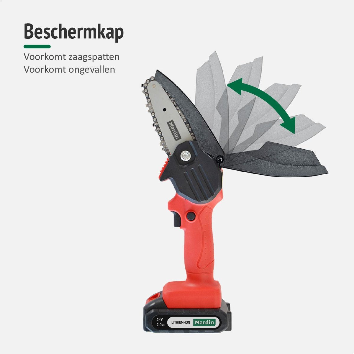  Mardin Mini Kettingzaag - Snoeizaag - Kettingzaag - Kettingzaag Electrisch Met 2 Accu - Inclusief Koffer - 1 Extra Accu - Rood