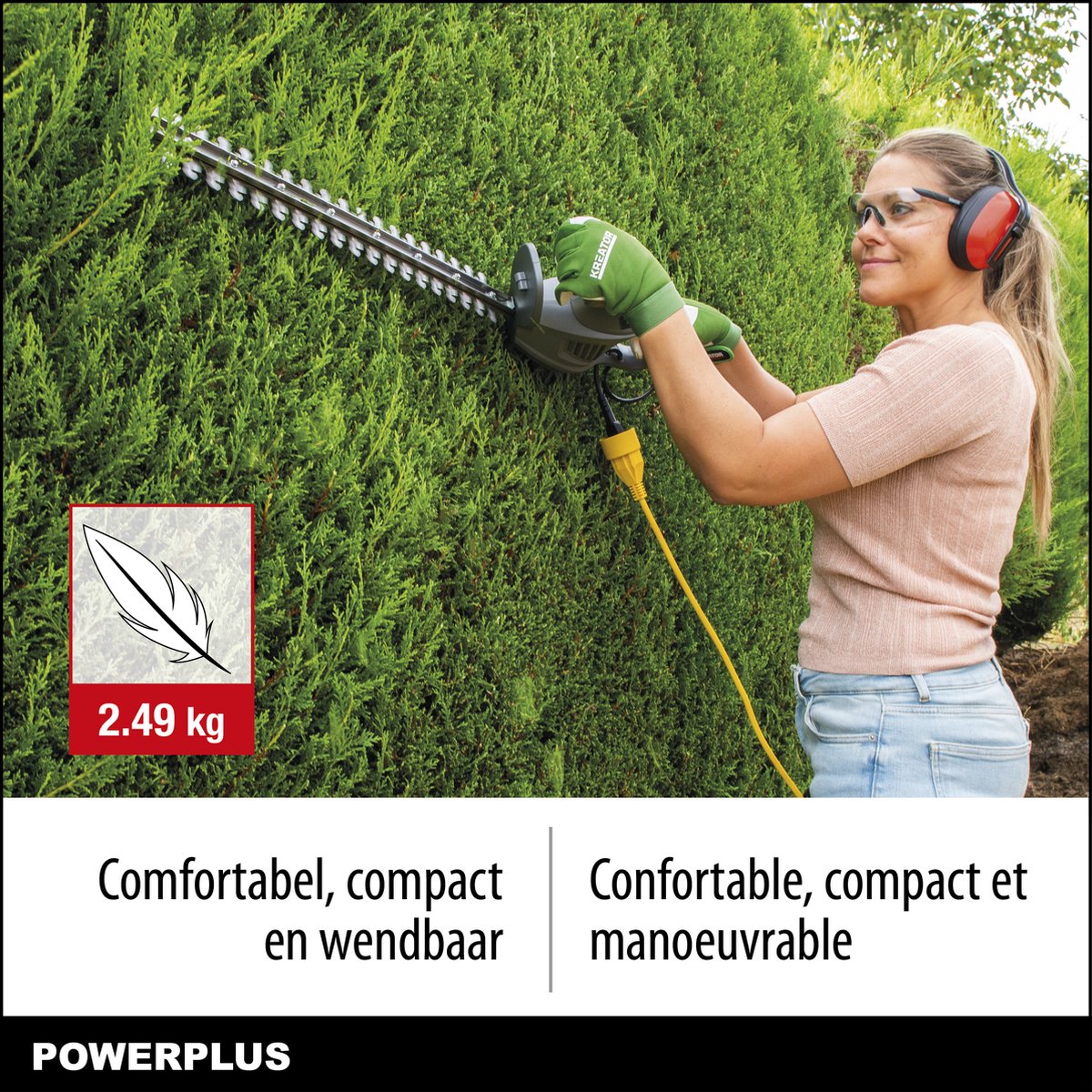  Powerplus POWEG40100 Elektrische Heggenschaar - 550W - Snoeien En Knippen - Zwaardlengte 560mm - Mesafstand 16mm - Haagschaar Voor Tuinonderhoud