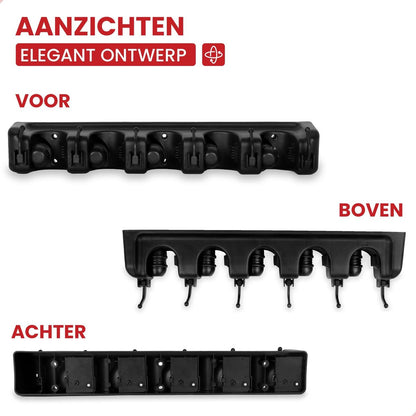  Zeer Stevig Ophangsysteem Bezem En Tuingereedschap - Bezemhouder Voor 5 Stelen Ophangen - Wandhouder - Gereedschapshouder