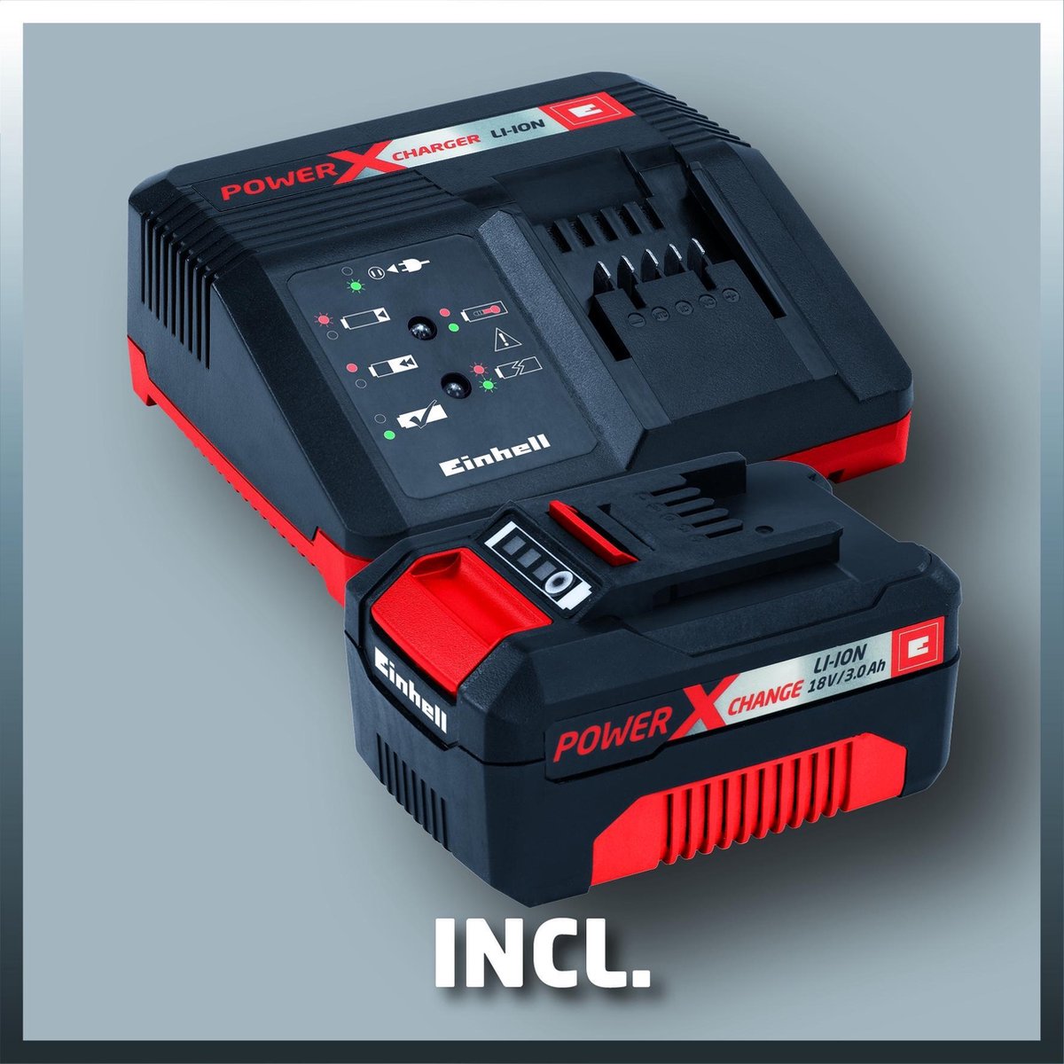  Einhell Accu Kettingzaag GE-LC 18 Li Kit (1x3,0Ah) Power X-Change (Li-Ion - 18 V - 25 Cm Zwaardlengte - 23 Cm Snijlengte - Terugslagbescherming - Kettingvangbout - Incl. 3,0 Ah Accu En Lader)